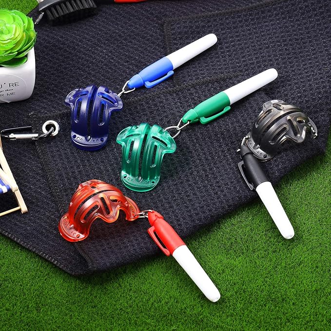 WILLBOND 8 pcs Golf Ball Line Marker Tool Upgrade Your Golf Accessories 4 Marking Stencils and 4 Vibrant Colors Pen Alignment Putting Tool Impact Ball Liner for Men Golfer