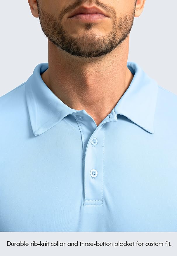 Men's Polo Shirt Long Sleeve Golf Shirts Lightweight UPF 50+ Sun Protection Cool Shirts for Men Work Fishing Outdoor