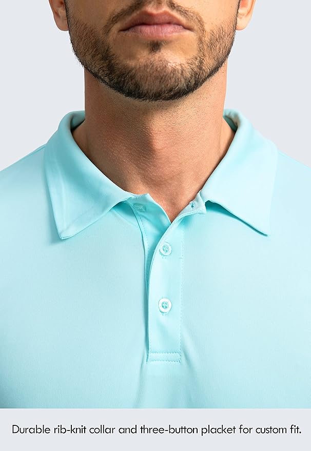 Men's Polo Shirt Long Sleeve Golf Shirts Lightweight UPF 50+ Sun Protection Cool Shirts for Men Work Fishing Outdoor
