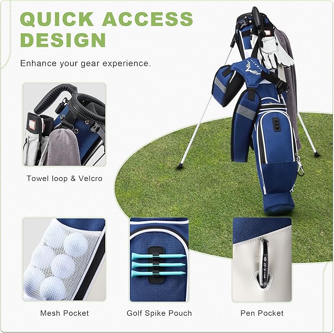 Golf Lightweight Stand Carry Bag– Easy to Carry and Durable Pitch n Putt Golf Bag for The Driving Range, Par 3 and Executive Courses，Fits Up to 5-6 Clubs