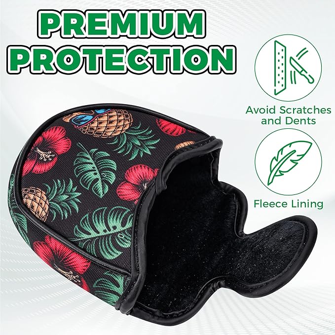 VIXYN Mallet Putter Cover - Cool Putter Cover - Mallet Putter Headcover - Fleeced Lined Putter Head Covers - Protective Golf Club Covers to Match Driver Headcover