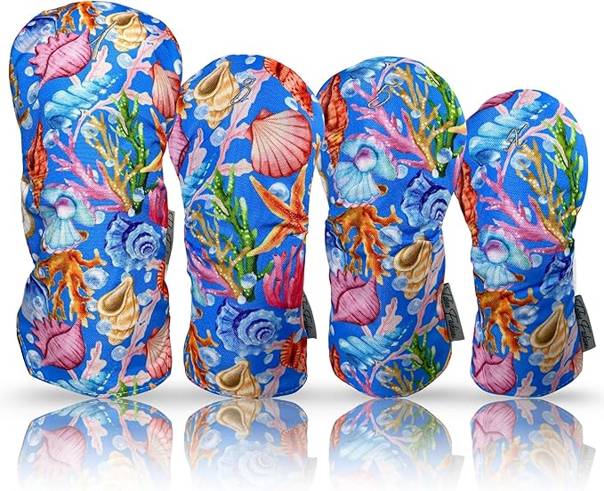 Taboo Fashions Designer Resort Golf Club Covers for Women - Numbered Golf Headcovers Set for Driver, Woods & Hybrid - Weather/Moisture Resistant Protection, Pack of 4