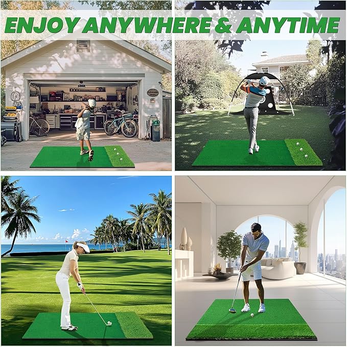 Premium Dual-Turf Golf Mats Practice Outdoor Indoor, 5x4 ft Golf Hitting Mat, Golf Training Swing Chipping Mat, Golf Practice Mat Gifts for Men Boy