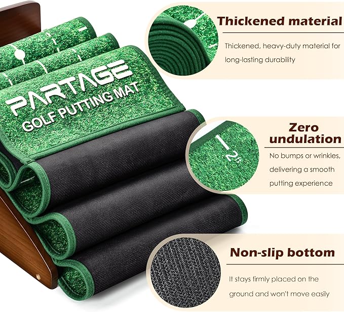 Putting Green Indoor, Golf Putting Mats Practice Indoor, 9.8ft Indoor Putting Green with Ball Return, Thickened Wrinkle-Free Memory Rubber, Training Aid for Home Office Backyard, Ideal Gift