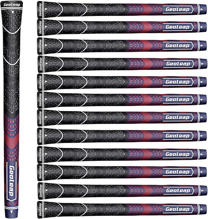 Geoleap Golf Grips Set of 13- Cord Rubber Compound Material, Hybrid Golf Club Grips, All Weather Performance.