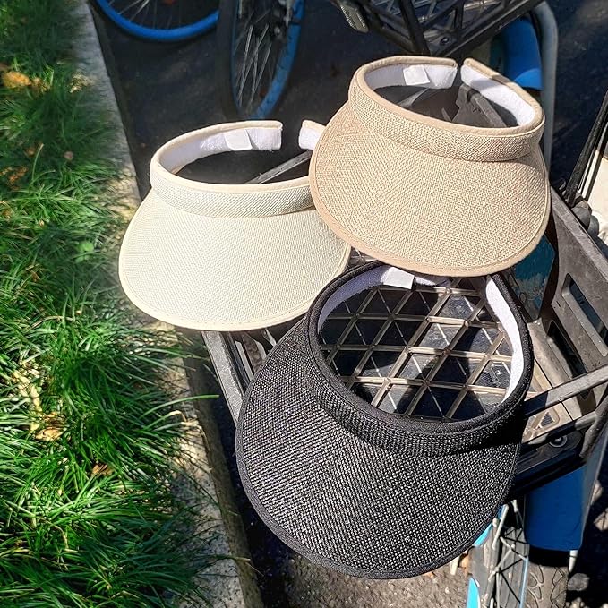3 Pieces Clip On Visors Women Men Visor Sun Hats Hat Outdoor Sports Golf Beach Travel Tennis Cap