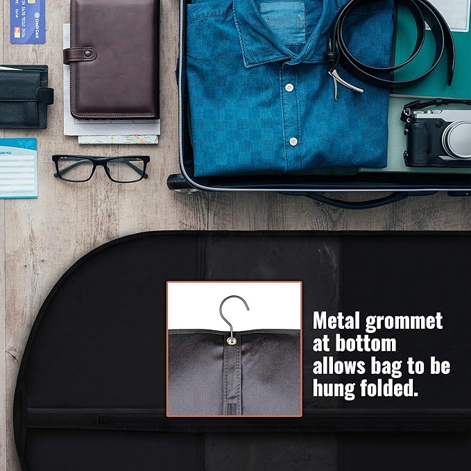 PLX 60" Black Garment Bags for Hanging Clothes, Women Dress Bag Men Suit Bag for Travel and Clothing Storage of Shirts, Fur Coats, Dance Costumes Suit Cover Closet Storage Long Garment Bags w/Zipper