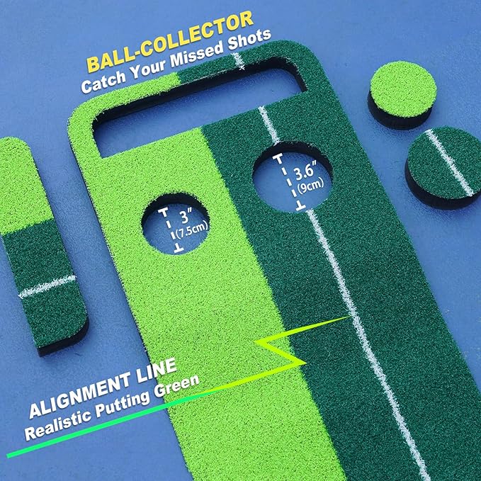 Indoor Putting Green Game, Foldable Putting Mat Golf Game Set, Golf Gifts for Men - 1x8 Ft