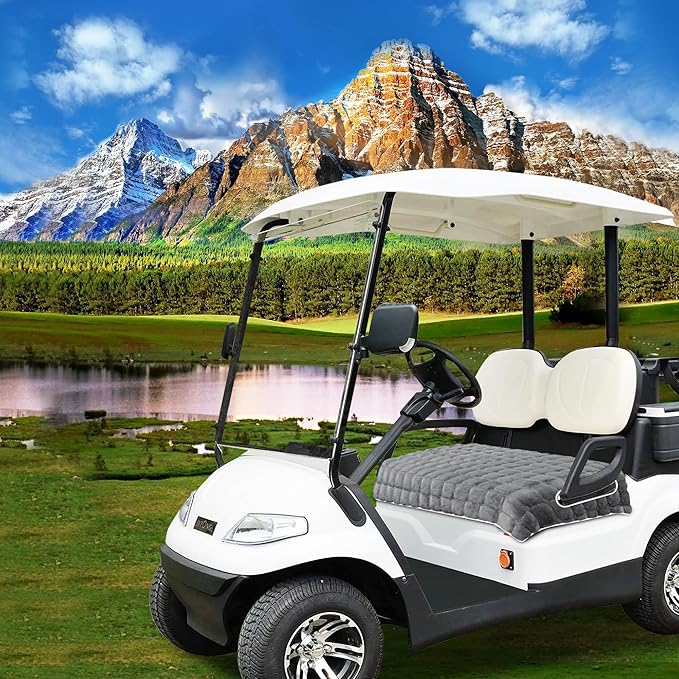YOKYHOM Golf Cart Seat Covers, Supreme Comfort Golf Cart Seat Towel Blanket, Heavyweight Deep-Pile, Fits EZGO, Yamaha, Club Car and More 2-Seat Carts, 50"x 27.5", Dark Gray
