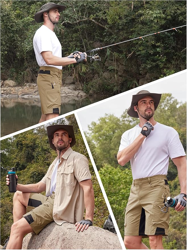 TACVASEN Men's Hiking Cargo Shorts 10" with Zipper Pockets Quick Dry Casual Stretch Golf Work Short Outdoor Summer