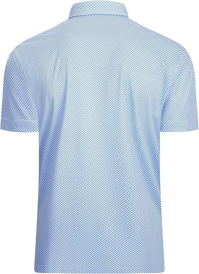Alex Vando Mens Golf Shirt Moisture Wicking Classic Print Golf Shirts for Men