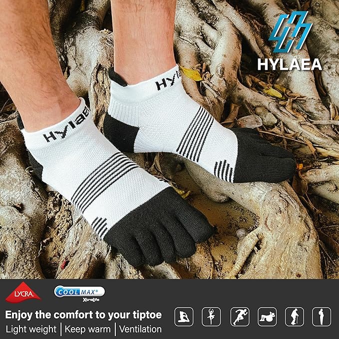 Hylaea No Show Running Athletic Anti-Blister Wicking Coolmax Socks, Seamless Anti-odor