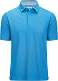 MAGCOMSEN Men's Polo Shirts Short Sleeve Cotton Pique 3 Button Classic Fit Casual T-Shirt Performance Golf Shirts