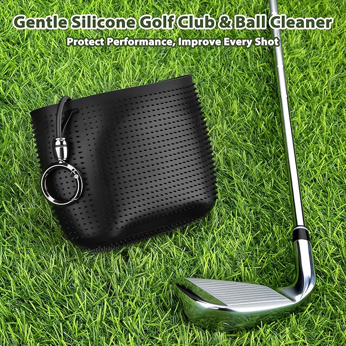 MOSTY Golf Club & Ball Cleaner Bag - Silicone Liner, Effortless Cleaning, On-Course Accessory, Black, 3x2 Inches, 16 Oz, Golf Bag Accessory, Gift for Golfers