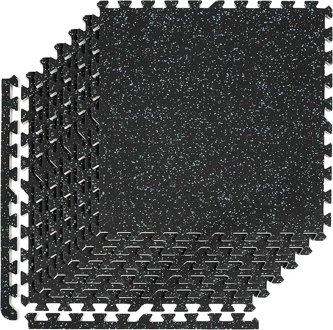 Sivan Fitness 1/2" Thick Rubber Top High-Density EVA Foam Gym Flooring for Home Gym - 48 Sq Ft Exercise Mat Tiles for Workout, Yoga, MMA, Heavy Exercise Equipment Mat - 12 Interlocking Gym Floor Mat