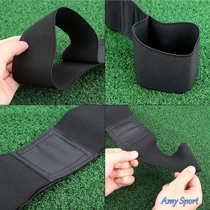 Amy Sport Golf Swing Training Aid Wrist Hinge Adjustable Arm Band with Hanger Smartball Connection Band for Correction, Men Women Ball Between Arms Practice Tool
