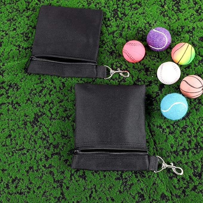 Golf Tee Bags, 2pcs 6.50×5.51 Inches Zipper Golf Ball Bag with Metal Lobster Claw Clip, Bag Accessories for Men Women, Small Zipper Pouch for Valuables & Golfs Accessories
