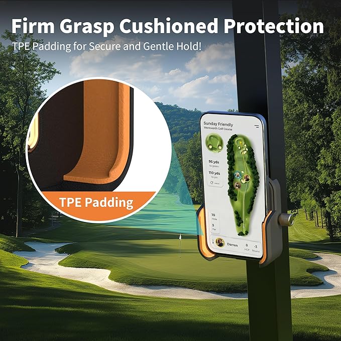 【2025 Upgraded】Full Metal Magnetic Golf Cart Phone Holder – Premium Golf Gift for Men, Compatible with EZGO, Club Car, Yamaha | Strong N52 Magnets | 360° Rotation | Works with iPhone, Samsung& More