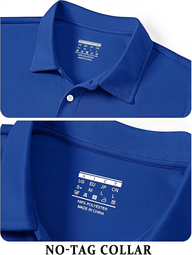 TACVASEN Mens Golf Shirt Dry Fit Mens Polo Shirts Short Sleeve Performance Golf Polos for Men with Collar Work Shirts