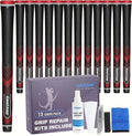 Geoleap Golf Grips Set of 13- Soft Golf Club Grips,Reduce Taper Design Provides High Traction and Performance,13 Grips with 15 Tapes and 13 Grips with All Repair Kits for Choice.