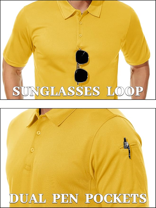 TACVASEN Mens Polo Shirt Short Sleeve Tactical Performance Collared Work Golf Shirts Dry Fit Pique Polos for Summer