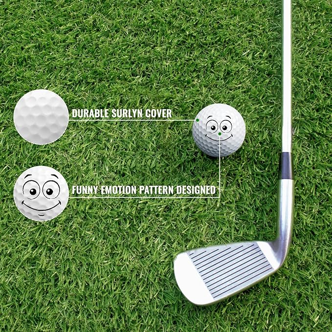 Syhood 12 Pcs Funny Golf Balls Emotion Face Novelty Trick Golf Balls Cute Fun Practice Accessories for Adult All Golfers Christmas Birthday Gifts