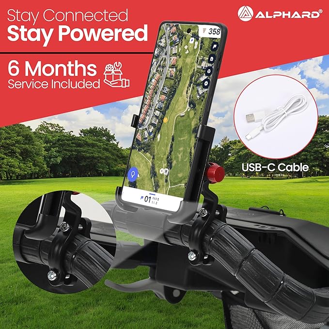 Alphard Electric Golf Cart with Remote - Cybercart Electric Golf Caddy, Motorized Golf Caddy w Accessories - Cup Holder, Umbrella Holder, Anti-tip Wheels, Phone Holder, Magnetic pad - Compact Folding