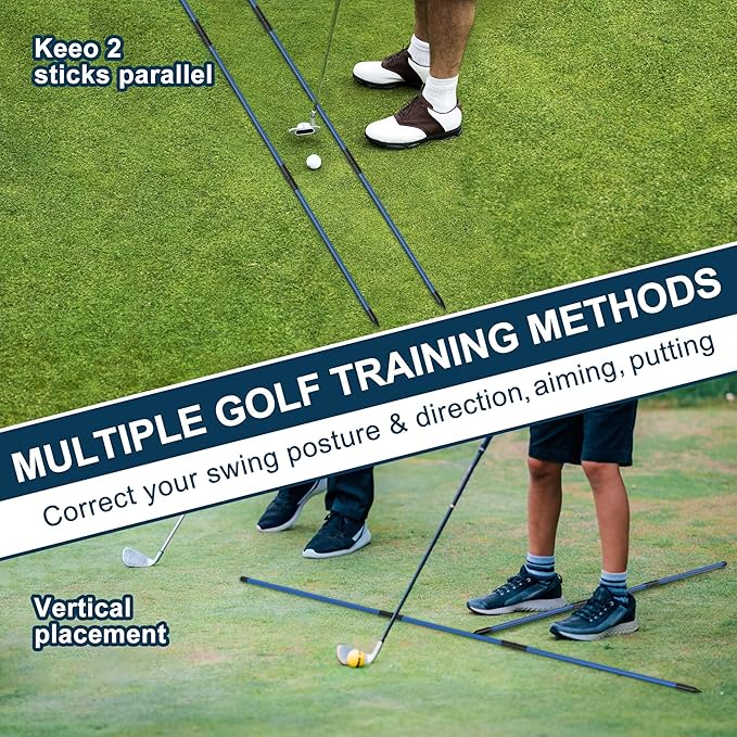 Kulamait 2 Pack Golf Alignment Sticks,Collapsible Golf Alignment Rods 48" Golf Practice Sticks Golf Training Aid for Aiming,Putting,Golf Training Sticks with Clear Tube Case