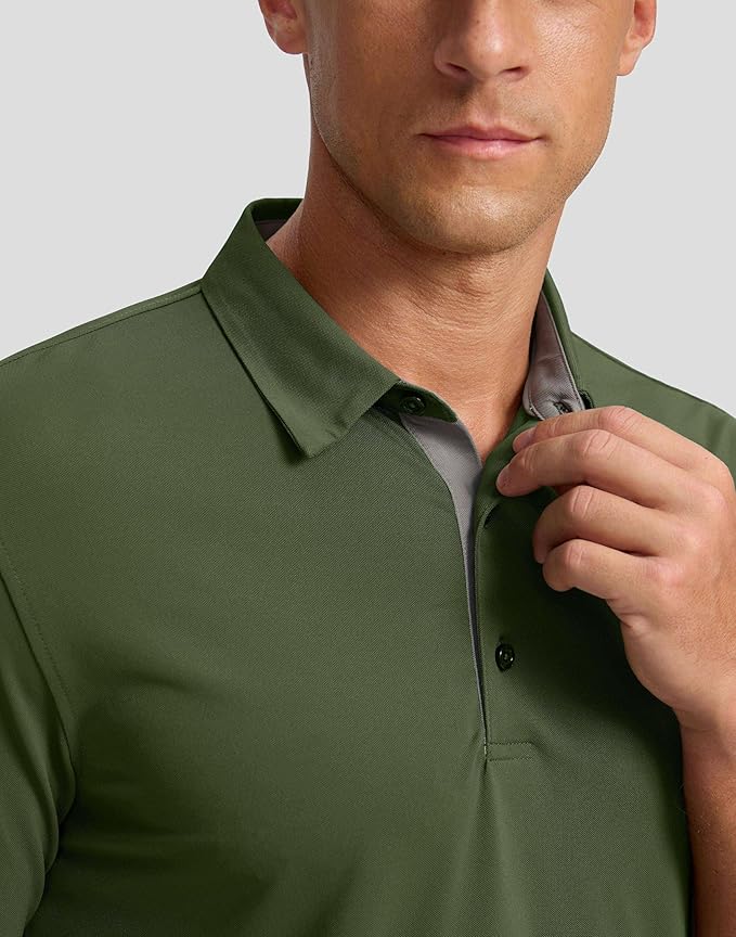 Men's Golf Shirts Dry Fit Moisture Wicking Performance Short Sleeve Collared Polo Shirts for Casual Athletic Business