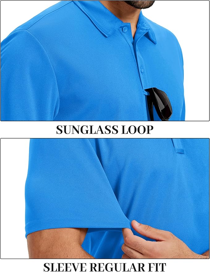 TACVASEN Mens Polo Shirts Short Sleeve Dry Fit Performance Breathable Golf Shirt with Collar Tennis Casual Business Work