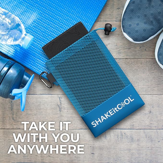 SHAKEitCOOL Extended Size Cooling Towel – Be Cool in Style - Heat Relief, Soft, Lightweight, Sun Protection, Easy Clean - Perfect for Biking, Hiking, Running, Yoga, Golf, Gardening - Black Topo M