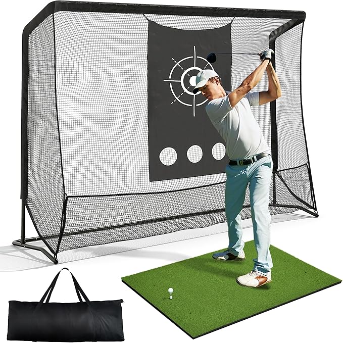 Golf Hitting Net, 10x7ft & 7x7ft Golf Practice Nets for Backyard Driving Chipping, Portable Heavy Duty Golf Impact Nets with Steel Frame, Indoor and Outdoor
