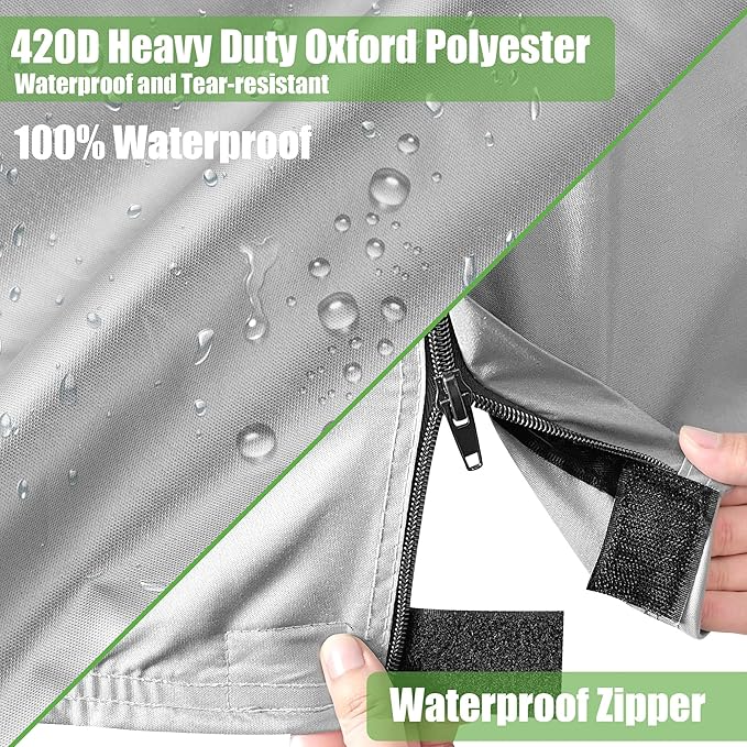 10L0L 4/4+2 Passenger Golf Cart Cover Fits for Yamaha EZGO Club Car,Waterproof 420D Oxford Fabric,Windproof Golf Cart Covers with 3 Zippers