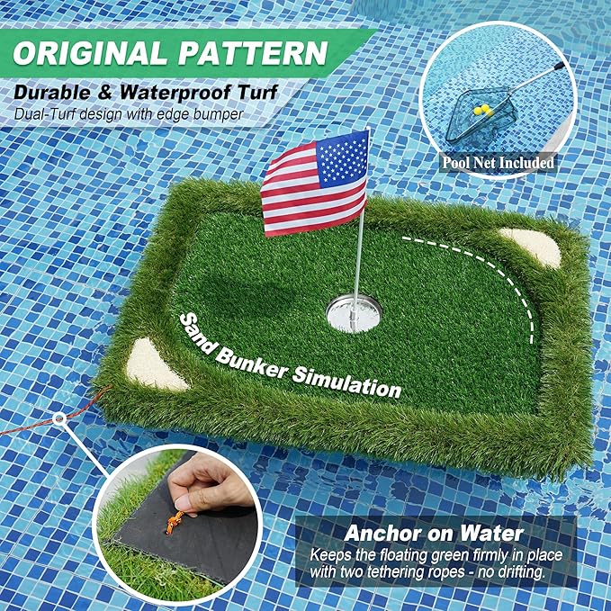 Foldable Chipping Net & Floating Green, Indoor Golf Practice Chipping Target, Backyard Golf Game & Gifts