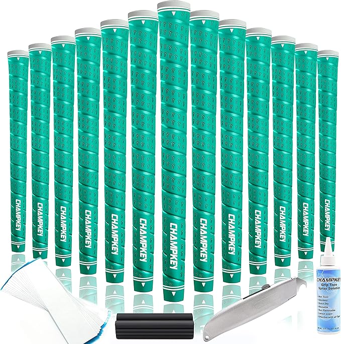 CHAMPKEY WRAP-Y Rubber Golf Grips 13 Pack Come with All Repair Kits - High Feedback and Traction Golf Club Grips