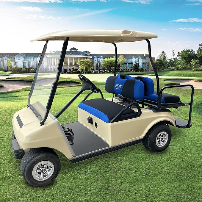 10L0L Golf Cart Front Rear Seat Cover Set for EZGO TXT RXV & Club Car DS 2000-up(Flat Backrest), Made w/ 3D Air Mesh Polyester Fabric Breathable Washable