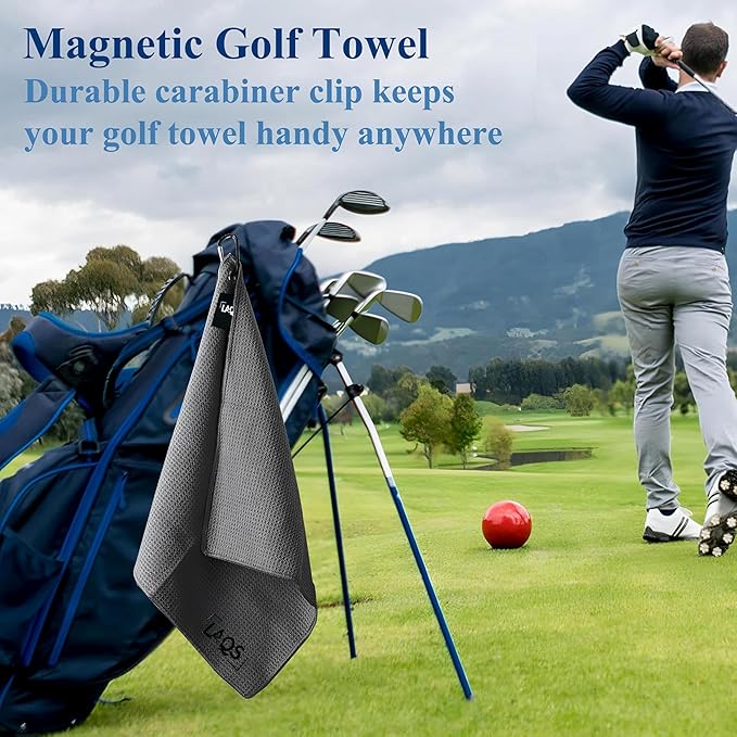 Magnetic Golf Towel 24 x16 – Premium Waffle Weave Microfiber Golf Rag with Strong Magnet and Clip for Clubs & Carts – Ultra-Absorbent, Quick-Dry Golf Towel for Cleaning Clubs & Balls