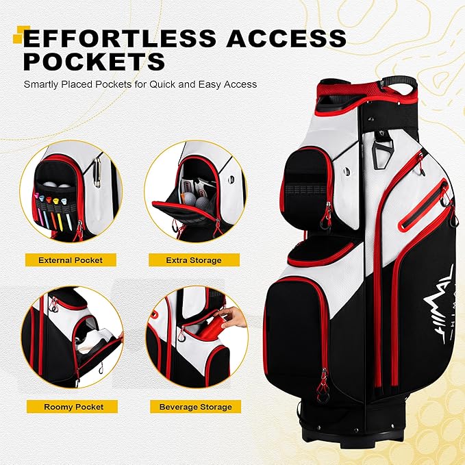 Golf Cart Bag, 15 Way Organizer Divider Top with Handles and Rain Cover
