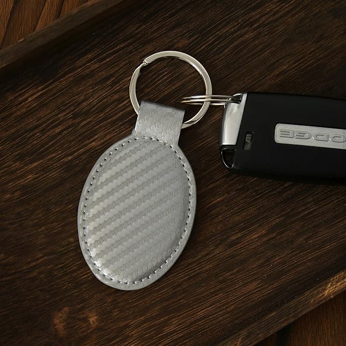 LaserGram Oval Keychain, Golf Ball, Personalized Engraving Included (Carbon Fiber Silver)