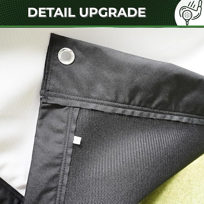 Golf Impact Screen Double Layer – Low Noise on Impact, Durable Grommets, Reinforced Black Border – High-Strength Polyester, Indoor/Outdoor Golf Simulator Screen