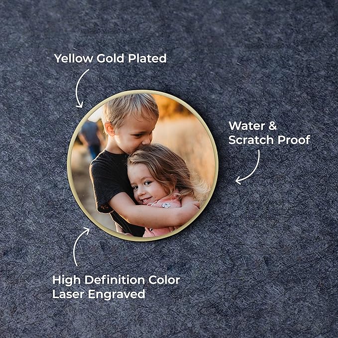 Personalized Golf Ball Marker - Custom Photo & Engraving Golf Ball Marker for Men & Women, Customizable Golf Ball Marker with Photo, Golf Gifts, 3/4 in x 3/4 in, Stainless Steel or Yellow Gold Plated