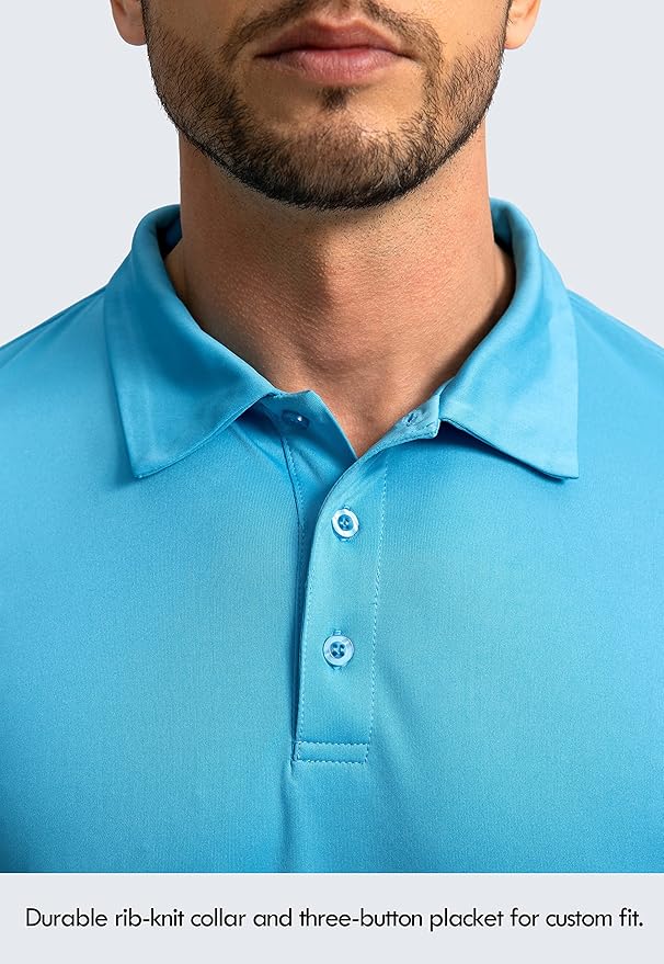 Men's Polo Shirt Long Sleeve Golf Shirts Lightweight UPF 50+ Sun Protection Cool Shirts for Men Work Fishing Outdoor