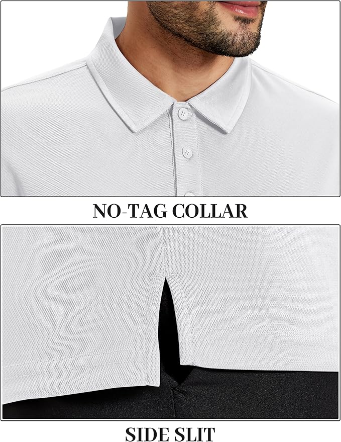 TACVASEN Mens Polo Shirts Short Sleeve Dry Fit Performance Breathable Golf Shirt with Collar Tennis Casual Business Work