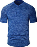 TAPULCO Mens Collarless Golf Shirts Short Sleeve Dry Fit Stretch Casual Breathable Lightweight Tshirts