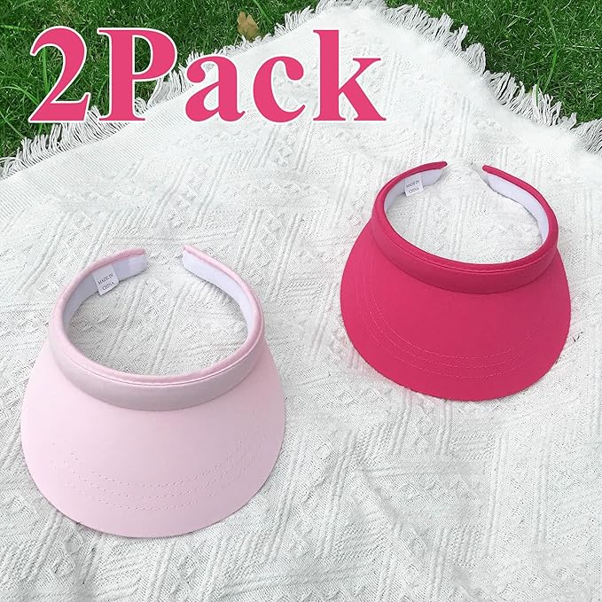 2 Pack Visor Women Men Sun Hat Clip On Visors Adjustable Sport Wide Brim Cap