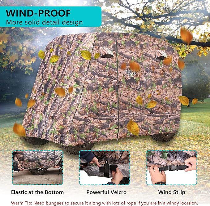 10L0L Golf Cart Cover 2/4/4+2 Passenger for Yamaha EZGO Club Car, Heavy Duty 420D Waterproof Windproof Durable Polyester Golf Cart Cover with 3 Zipper Doors for All-Weather Protection (Black/Silver)