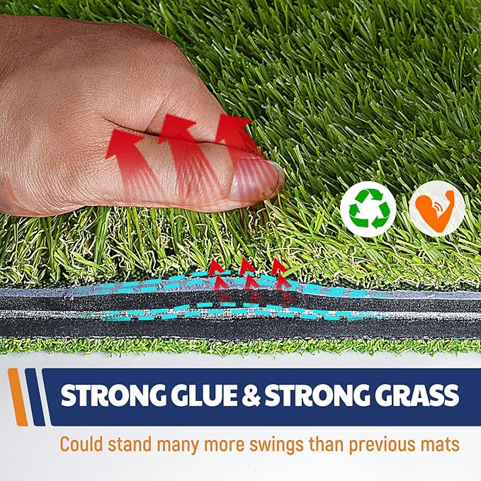 JAYA Golf Hitting Mat with Heavy Rubber Base, Foldable Golf Practice Mat for Indoor and Outdoor Training, Fairway & Rough Turf for Swing and Chipping