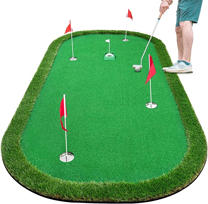 Wekin Golf Putting Green Training Mat,5x10ft Heavy Duty Artificial Turf Putting Green Mat for Indoor and Outdoor Party Game and Leisure Time