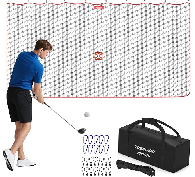 Golf Practice Net, Heavy-Duty Multi Sports Netting Barrier 10FT | 15FT |20FT |25FT Golf Hitting Net for Garage, Ideal for Backyard with Baseball, Softball, Hockey, Soccer and More