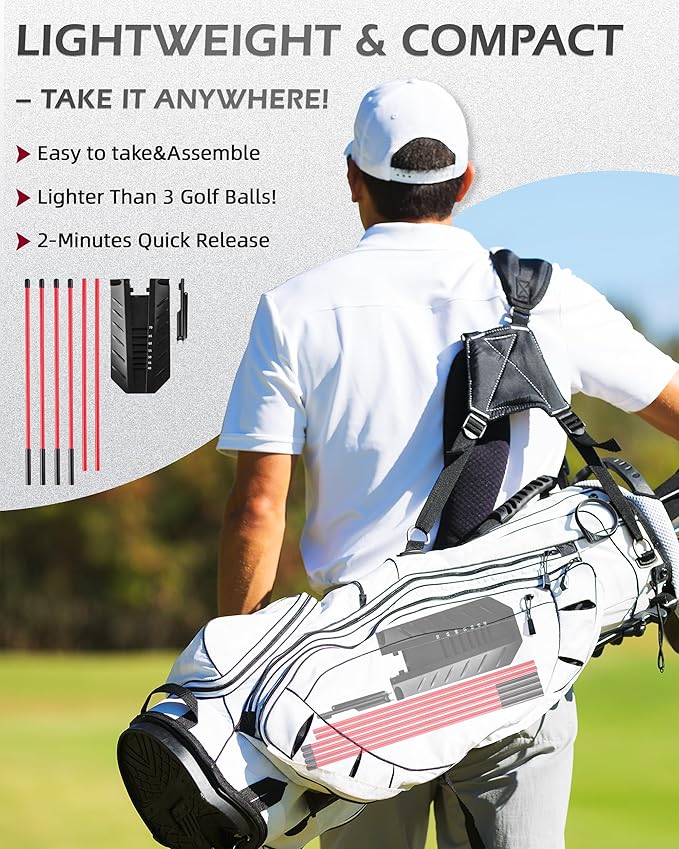 Golf Alignment Sticks, Golf Swing Trainer with Angle Plate/Holder Sets, Posture Corrector Golf Trainging Aid, Swing Plane Trainer for Aiming, Putting, Swing/Professional Golf Practice Tools